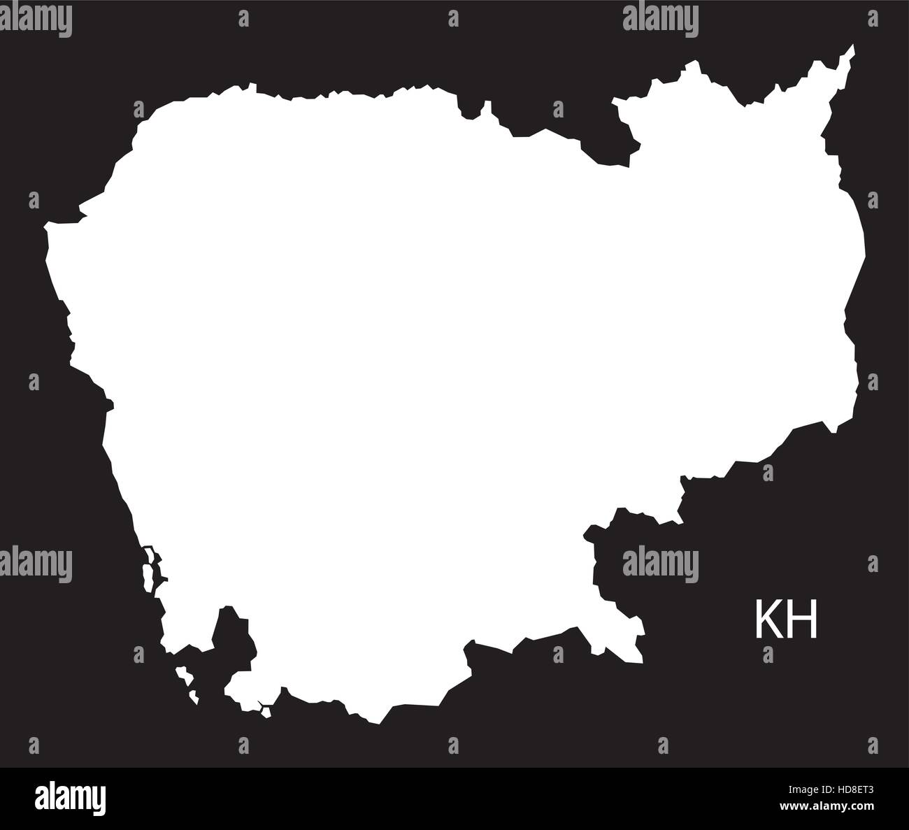 Cambogia mappa in bianco e nero illustrazione Illustrazione Vettoriale