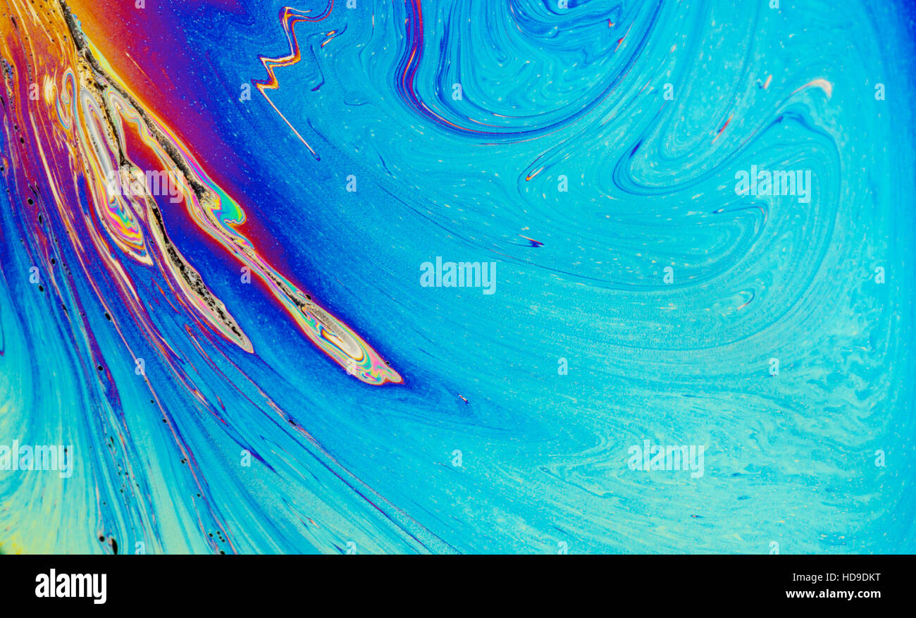 Pattern colorati realizzato per interferenza in una pellicola di sapone Foto Stock