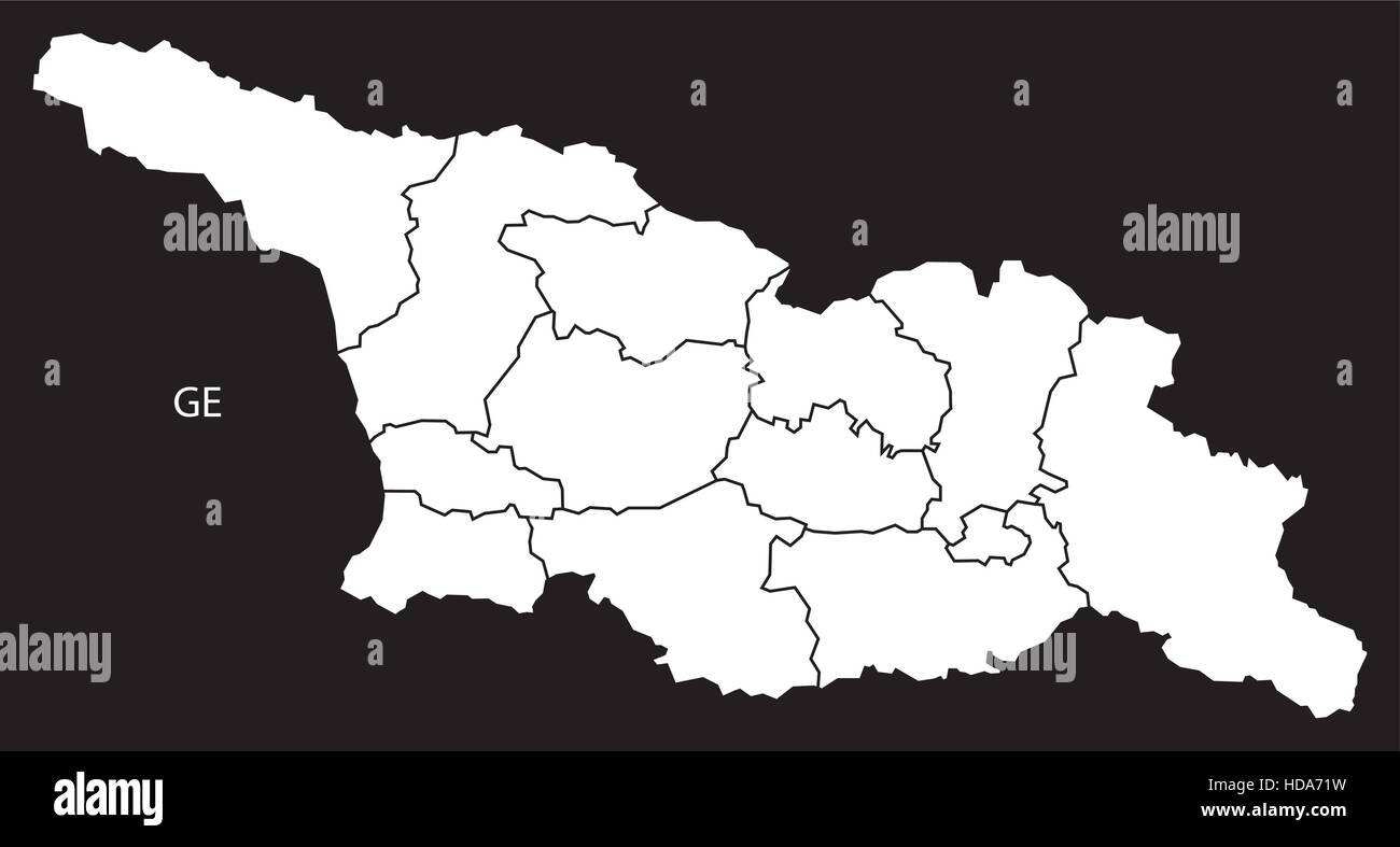 La Georgia province mappa in bianco e nero illustrazione Illustrazione Vettoriale