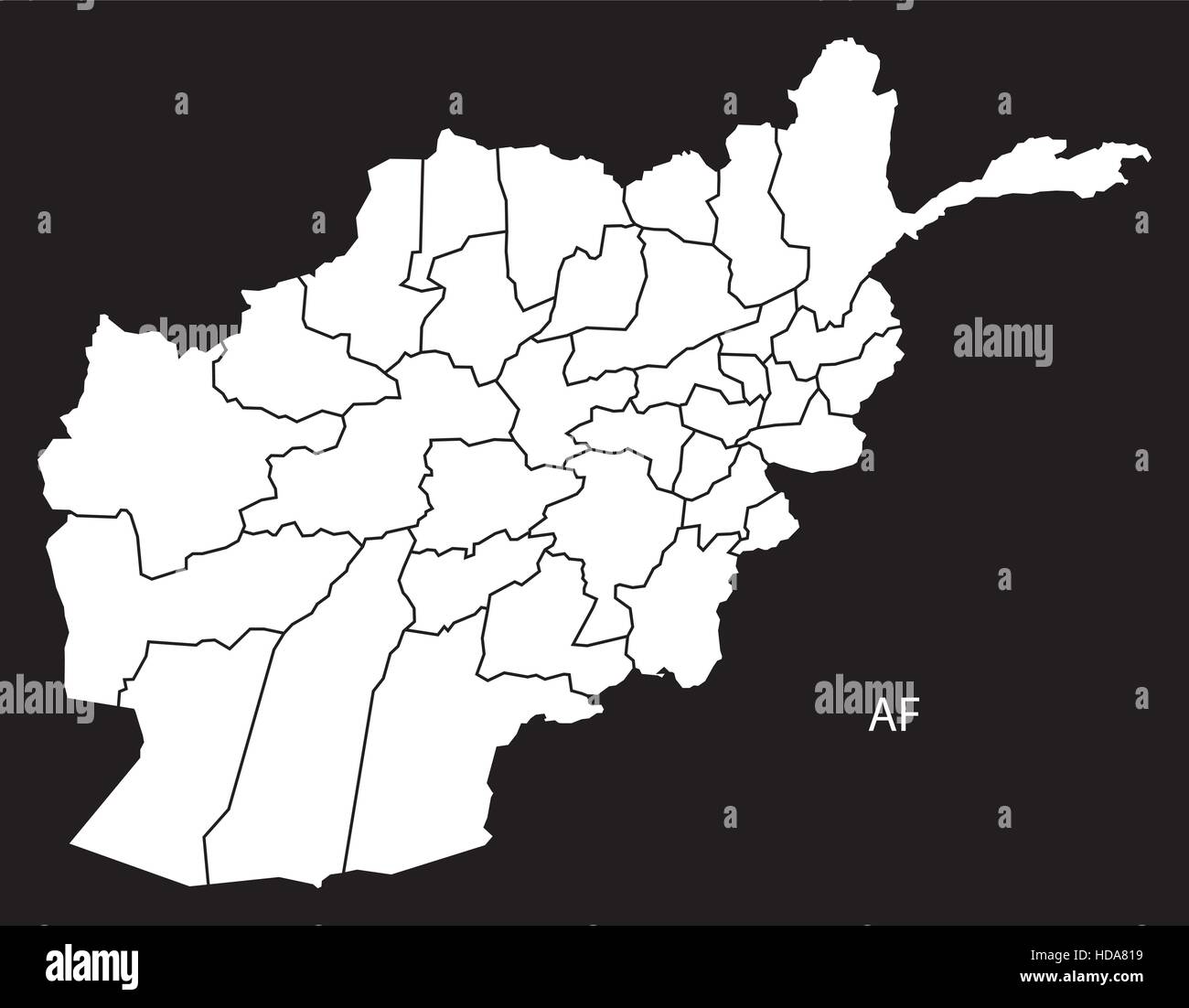Afghanistan province mappa in bianco e nero illustrazione Illustrazione Vettoriale