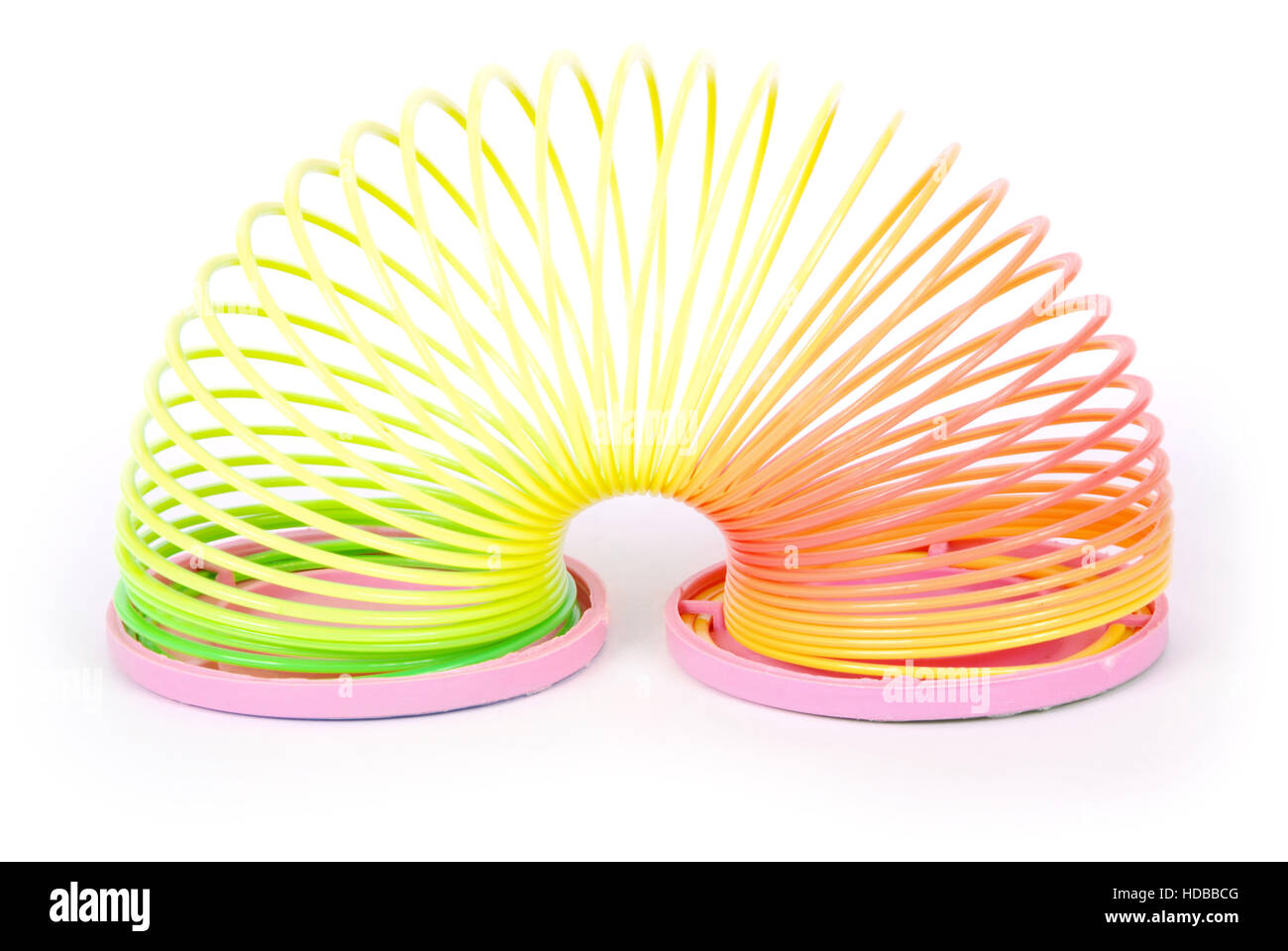Molla Slinky toy isolato su bianco. Rainbow giocattolo a molla Foto stock -  Alamy