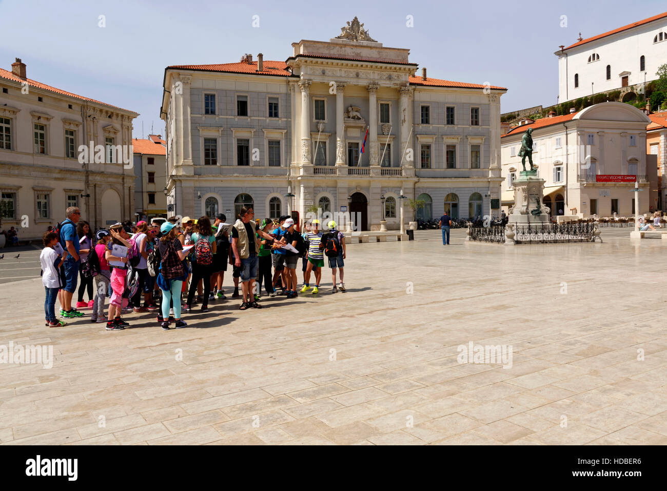 Pirano: Tartini Square con il municipio, la Slovenia Slowenien Foto Stock