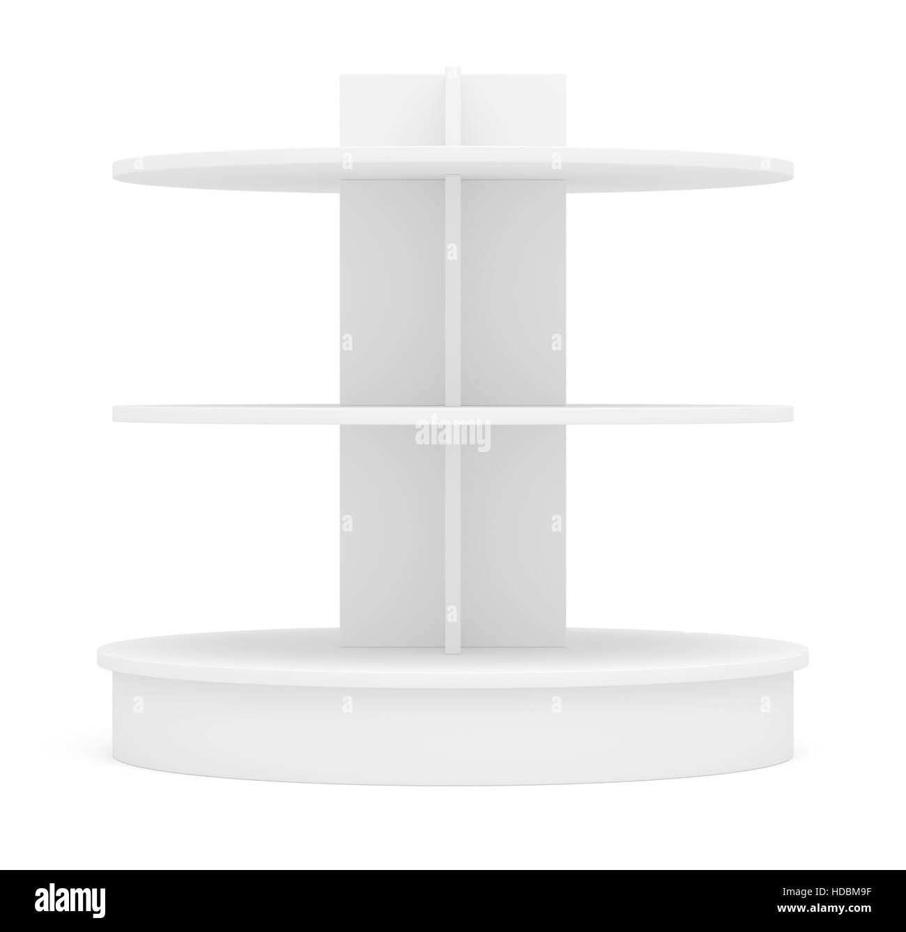 Gli scaffali vuoti per i prodotti su sfondo bianco Foto Stock