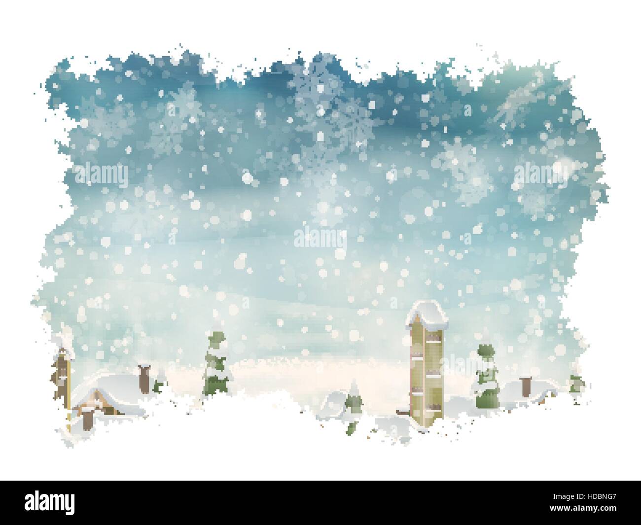 Paesaggio Di Natale con albero di natale. EPS 10 Illustrazione Vettoriale