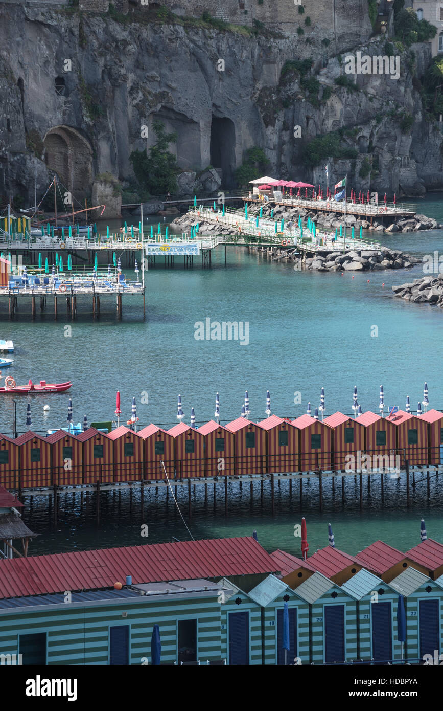 Area di spiaggia, Sorrento , Campania, Italia Meridionale, Europa Foto Stock