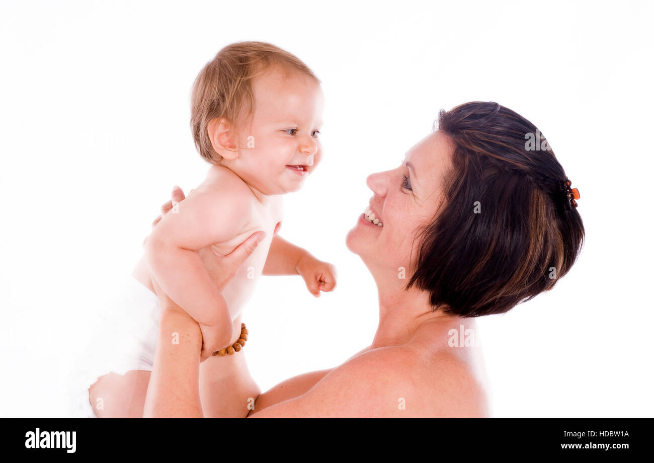 Madre con un bimbo, 1 anno di età Foto Stock