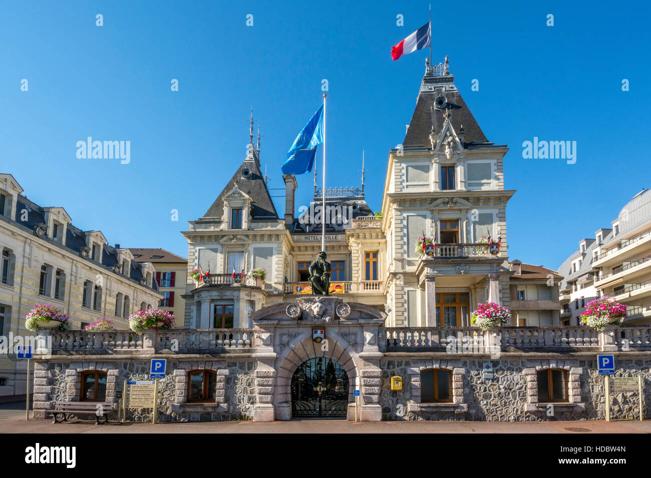 Town Hall, Evian, Evian-les-Bains, Alta Savoia, Francia Foto Stock