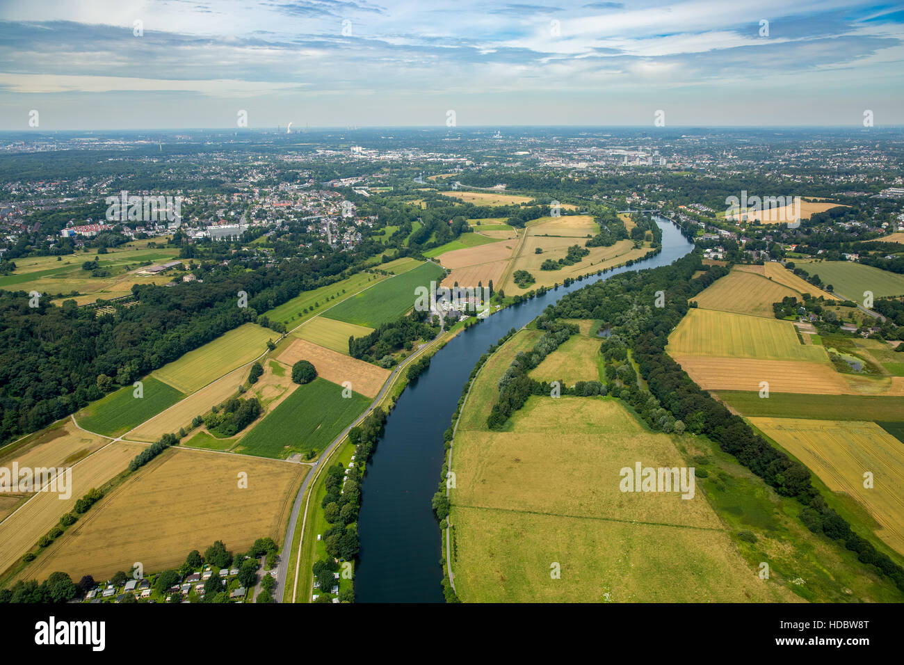 Fotografia aerea, distretto della Ruhr, Valle della Ruhr, pianure alluvionali della Ruhr, a sud di Mülheim an der Ruhr, distretto della Ruhr Foto Stock