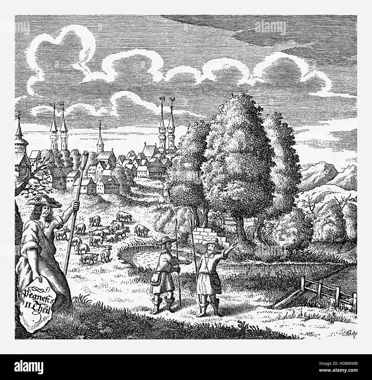 La copertina del libro pastorale circa poesie e testi , Norimberga XVII secolo Foto Stock