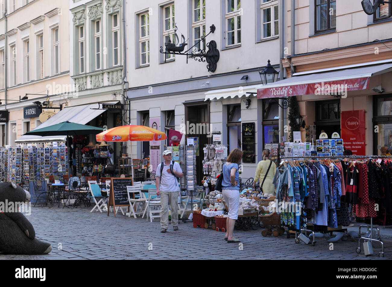 Andenkenverkauf, Propststrasse, Nikolaiviertel, Mitte di Berlino, Deutschland Foto Stock