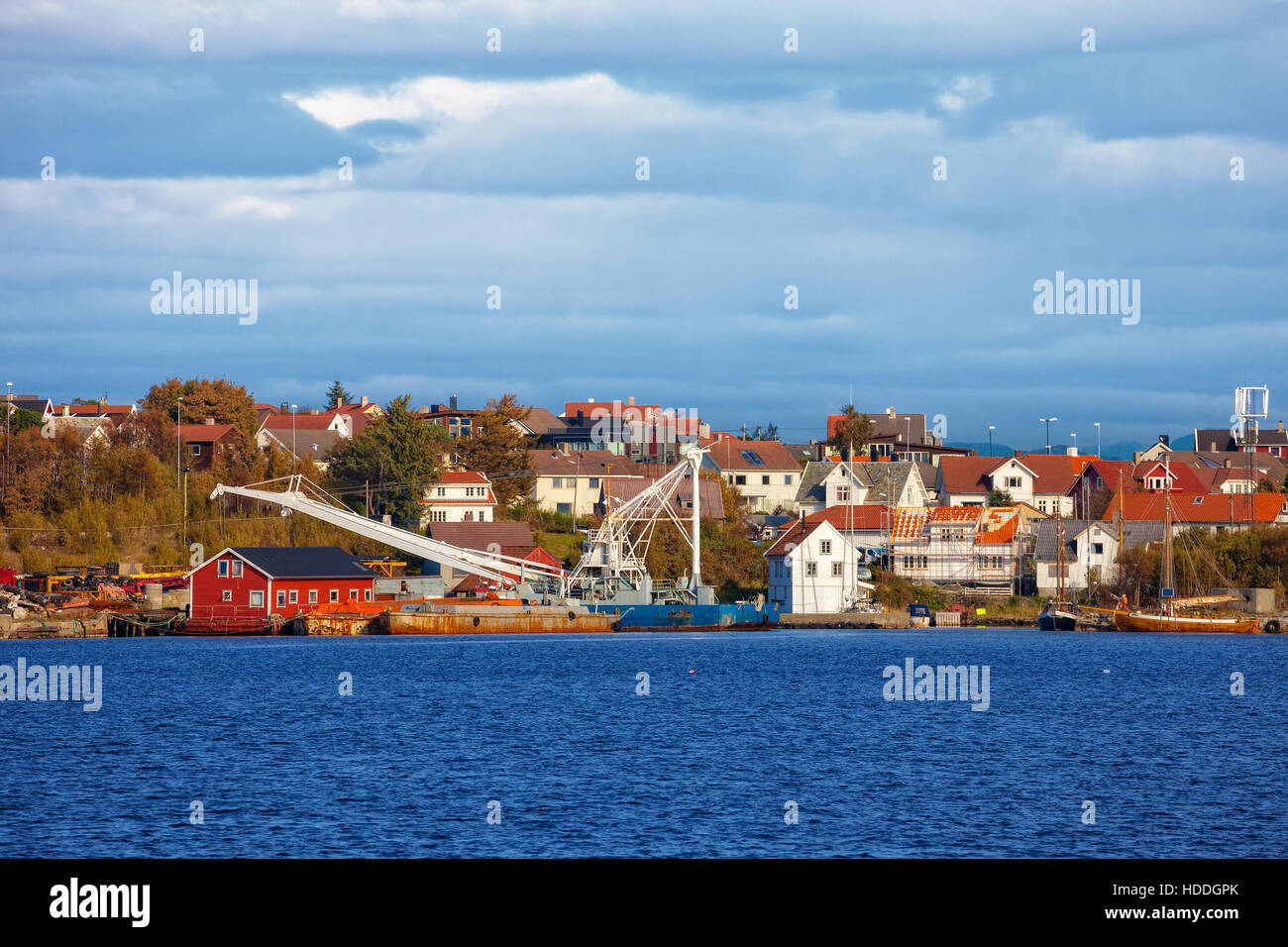 Piccolo porto di pescatori di Stavanger in Norvegia. Foto Stock