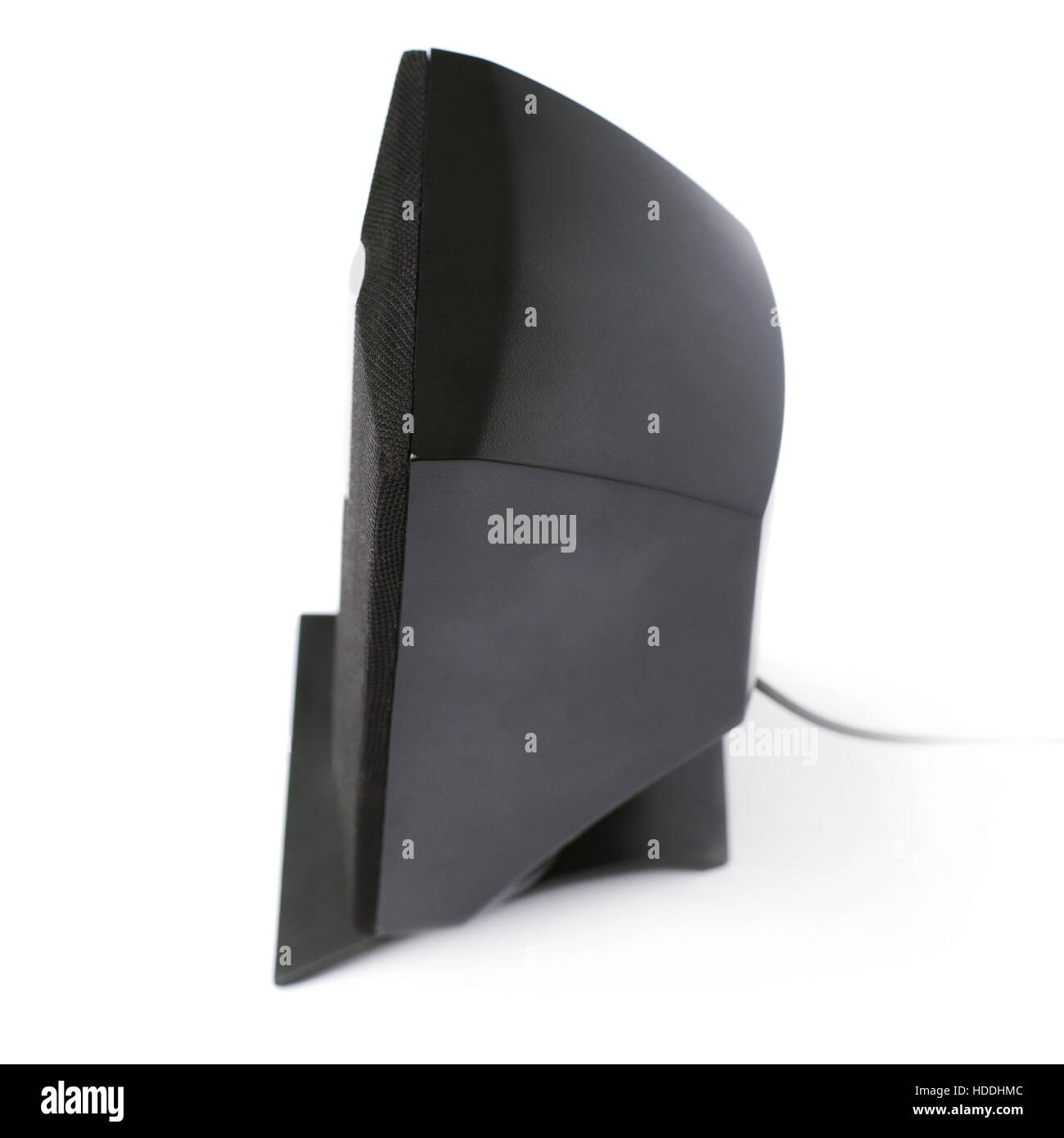 Nero lucido altoparlante audio isolate su uno sfondo bianco Foto Stock