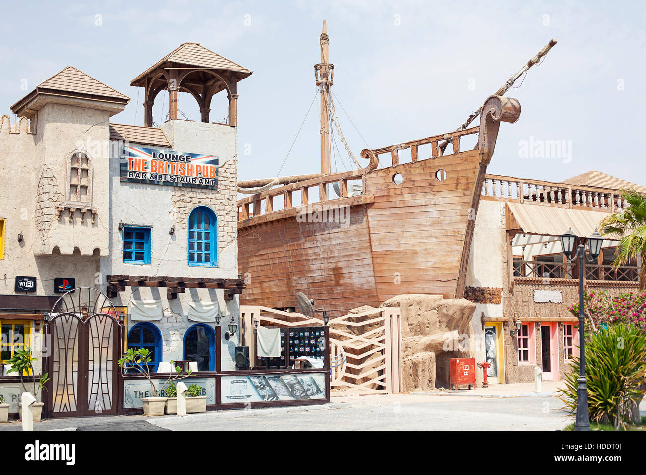 Egitto Sharm el sheikh - agosto 2016: ristorante pub fronte esterno senza persone. Africa Foto Stock