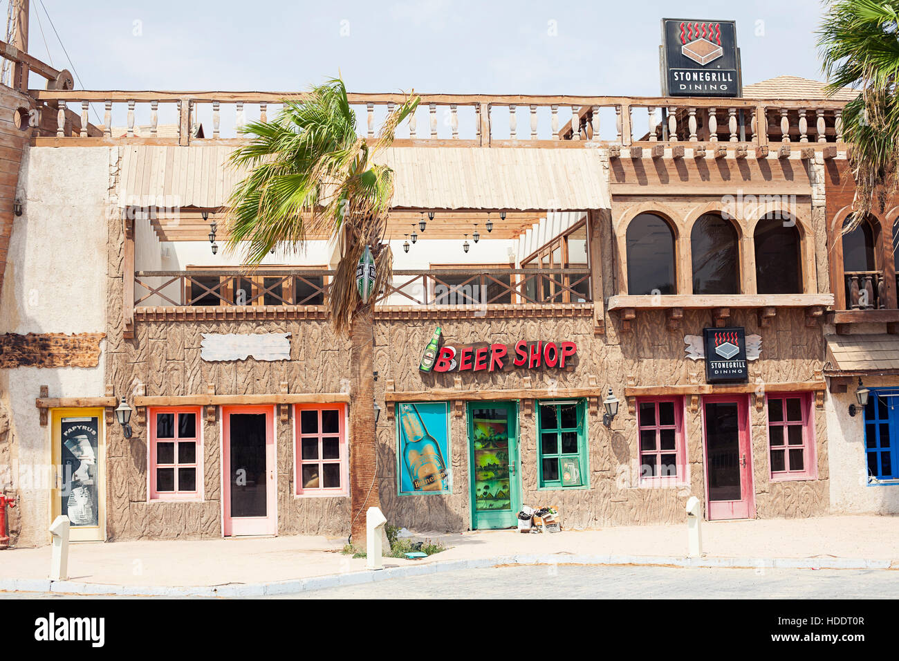 Egitto Sharm el sheikh - agosto 2016: ristorante pub fronte esterno senza persone. Africa Foto Stock