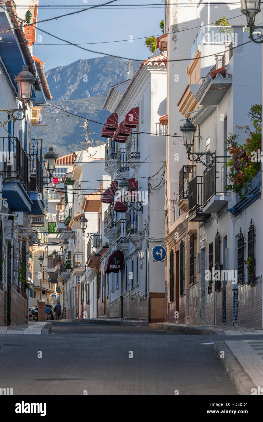 Villaggio Nerja, Costa del Sol, provincia di Malaga, Andalusia, Spagna Foto Stock