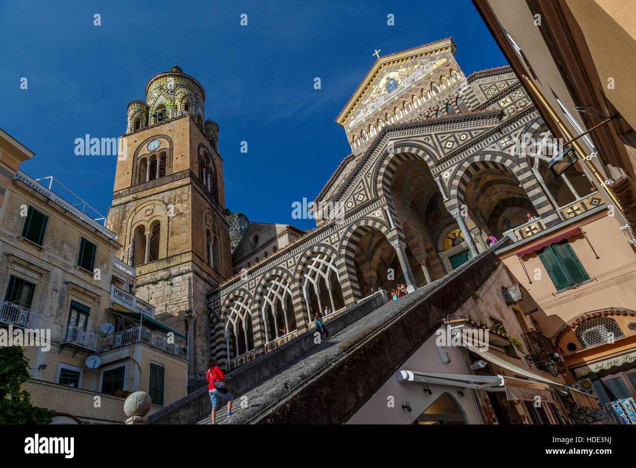 Il 9thC Duomo di Amalfi in Costa d'Amalfi, Salerno, Campania, Italia meridionale. Foto Stock