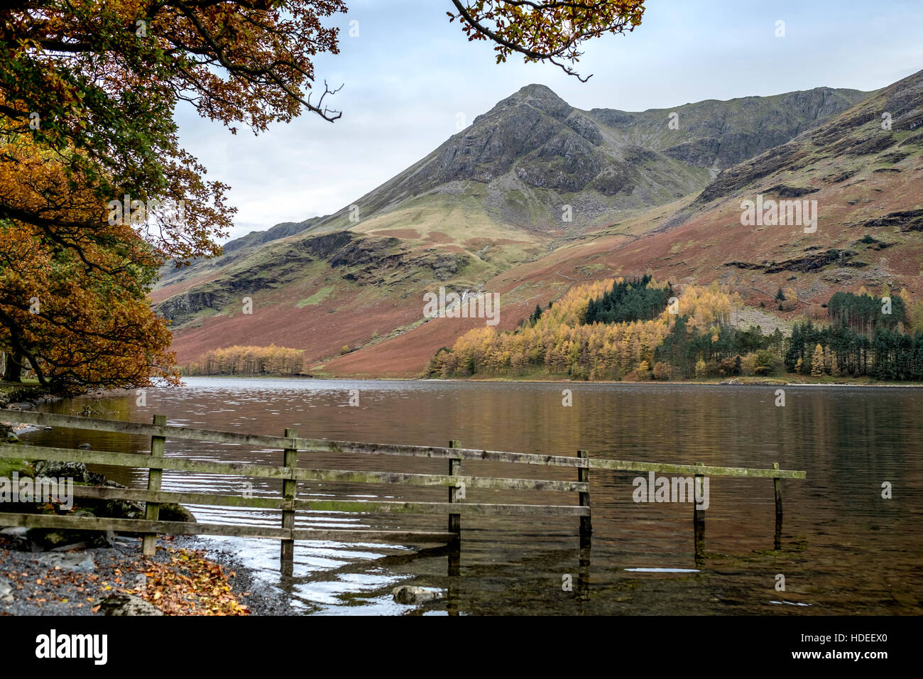 Vista di alta rupe, un caduto nel distretto del lago in Cumbria, in autunno Foto Stock