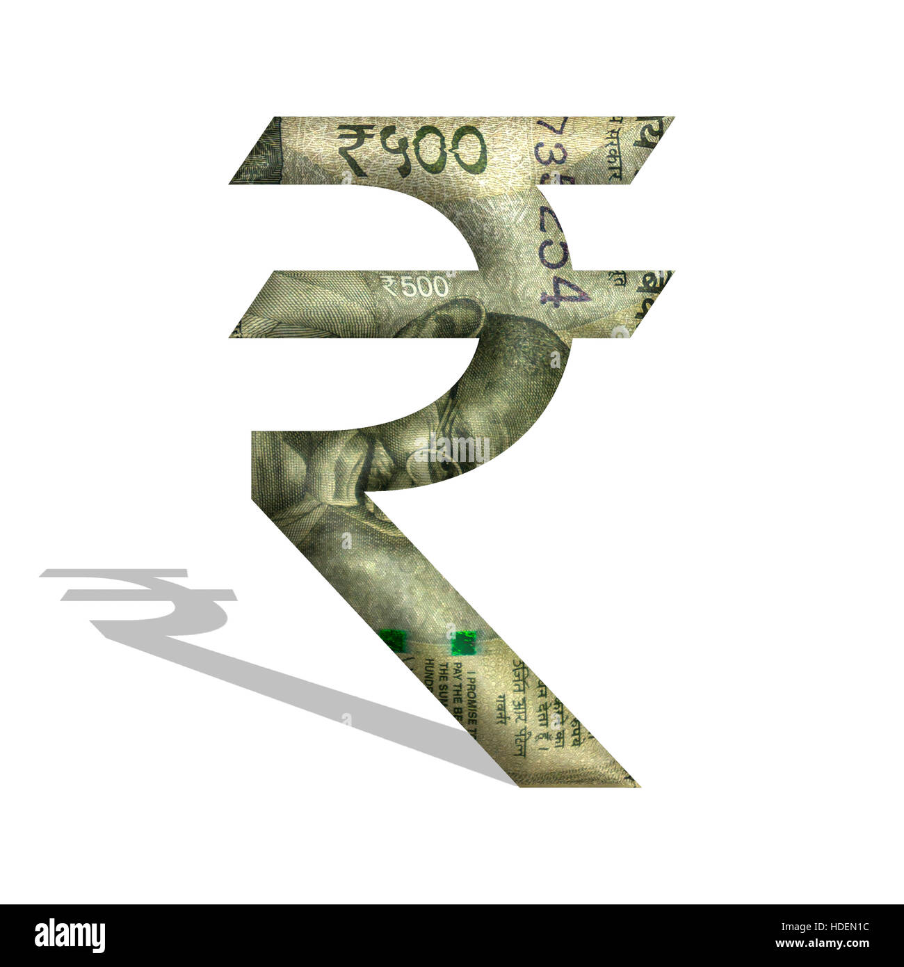 Una illustrazione della nuova 500 rupee nota di valuta nel simbolo di rupie Foto Stock