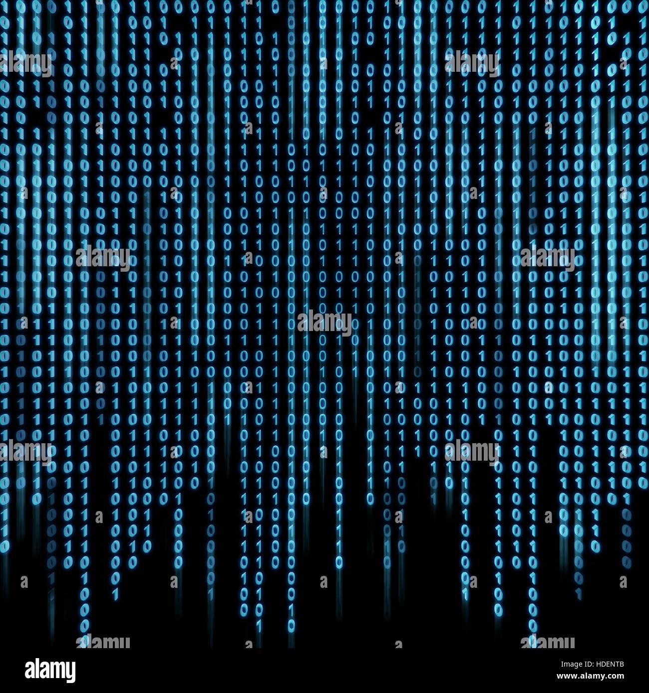 Blue stream binario sullo schermo. Foto Stock