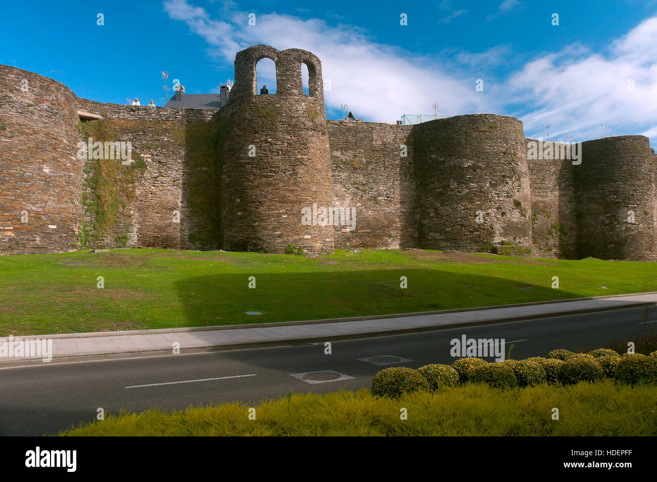 Le mura romane -3rd secolo, Lugo, regione della Galizia, Spagna, Europa Foto Stock