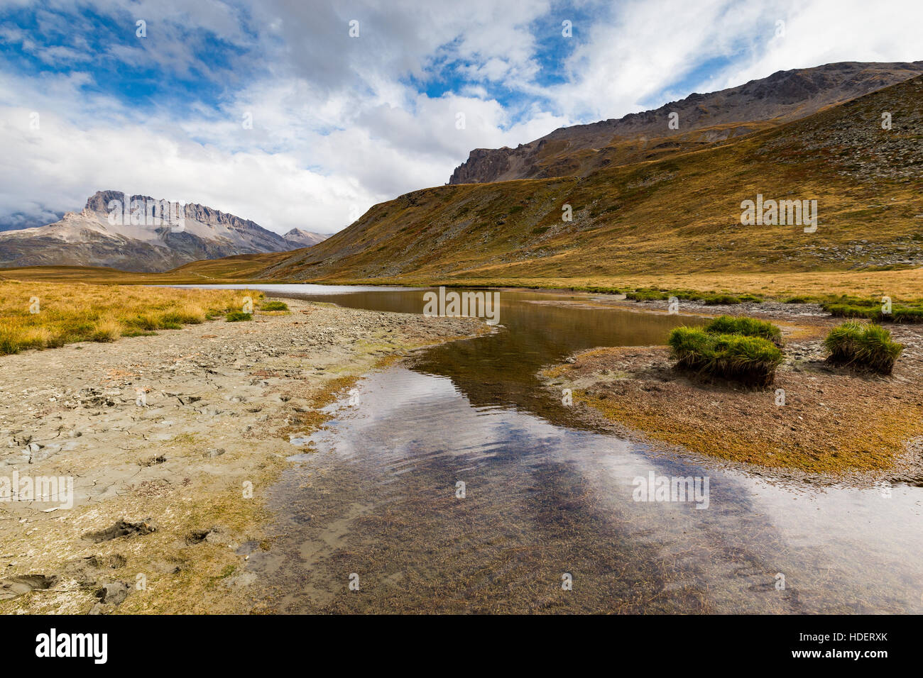Zone umide vicino a Plan du Lac. Parc National de la Vanoise. Paesaggio di montagna. Francia. Europa. Foto Stock