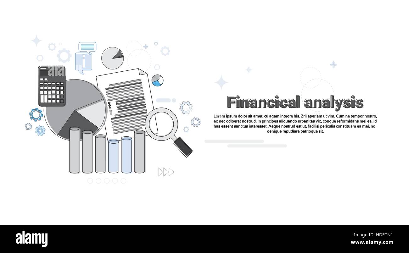 Analisi Finanziaria Business Web Banner illustrazione vettoriale Illustrazione Vettoriale