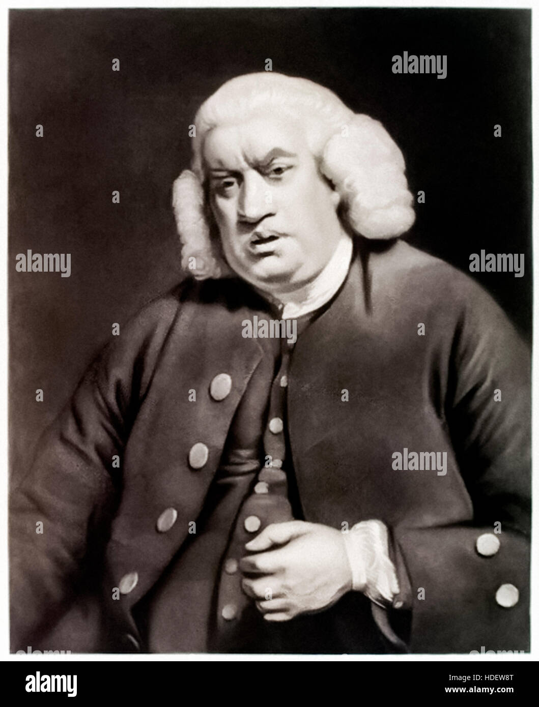 Dr Samuel Johnson (1709-1784) autore inglese e critico che ha pubblicato "un dizionario della lingua inglese' nel 1755. Incisione di William Doughty (1757-1782), pubblicato nel 1779. Foto Stock