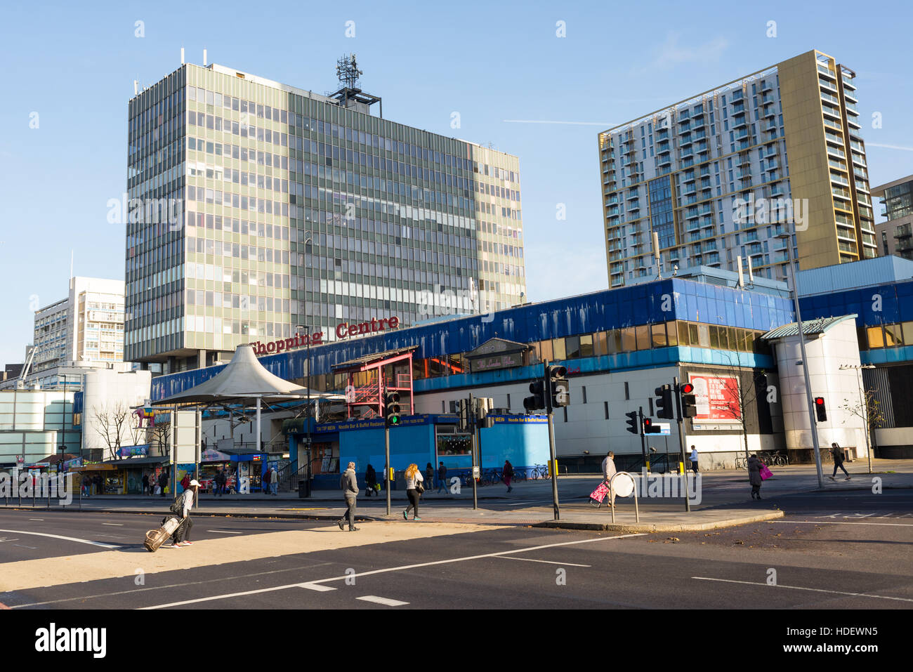 L'Elephant e Castle Shopping Centre.Questa zona è sotto la riqualificazione in uno di Londra centrale il più grande progetto di rigenerazione Foto Stock