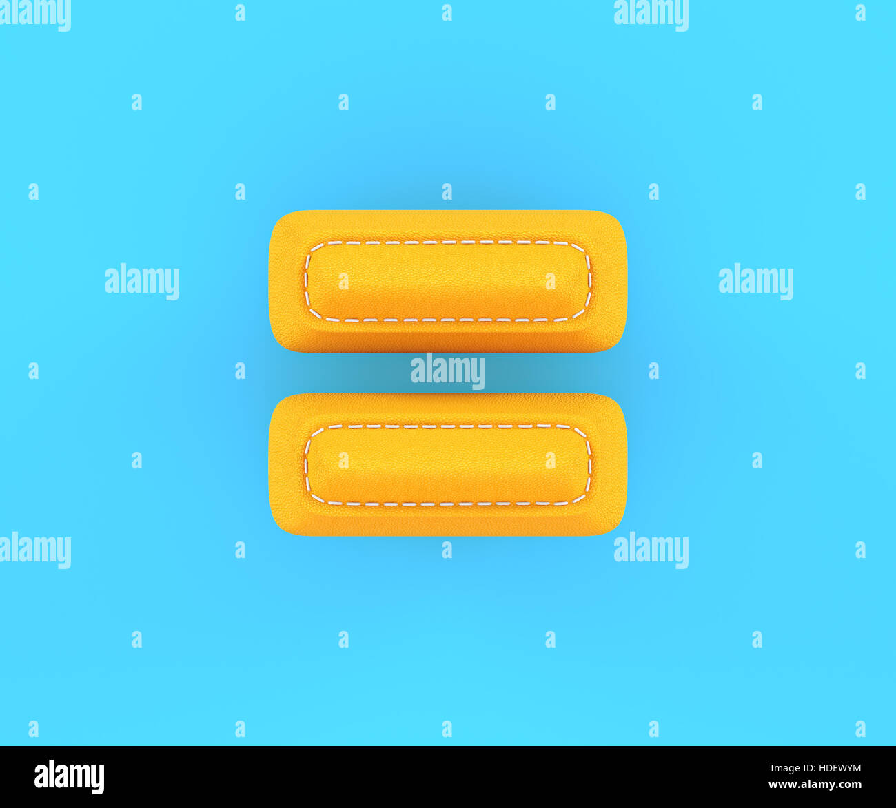 Numero di cifra alfabeto giallo cuoio la texture della pelle uguale somma cantare mark lettera. 3D rendering immagine Foto Stock