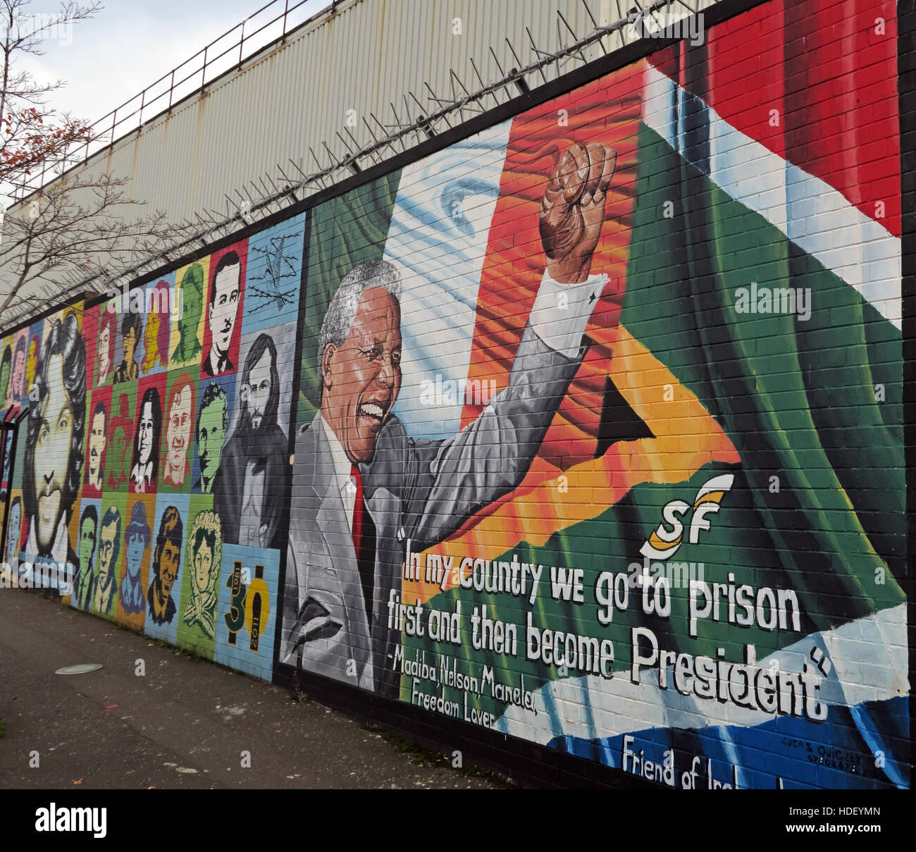 Nelson Mandela - La Pace Internazionale parete,Cupar modo,West Belfast , Irlanda del Nord, Regno Unito Foto Stock
