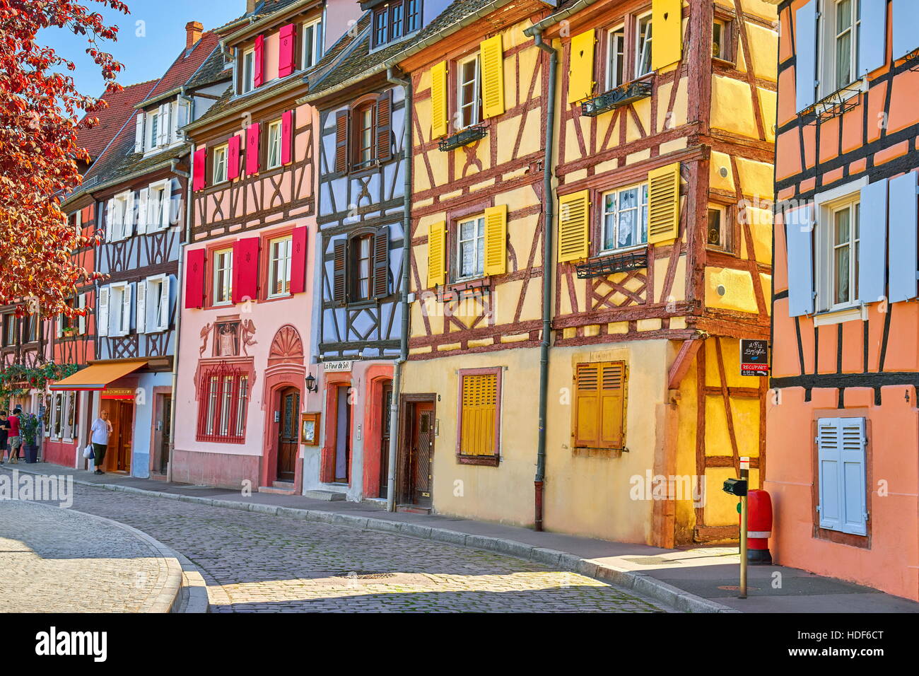 Case colorate in Petite Venise (Piccola Venezia) Distretto di Colmar, Francia Foto Stock