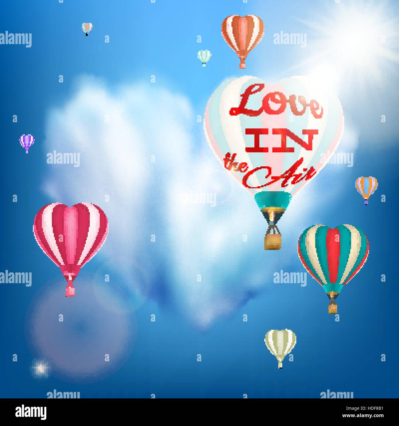 Romantico cuore a forma di palloncino dell'aria. EPS 10 Illustrazione Vettoriale