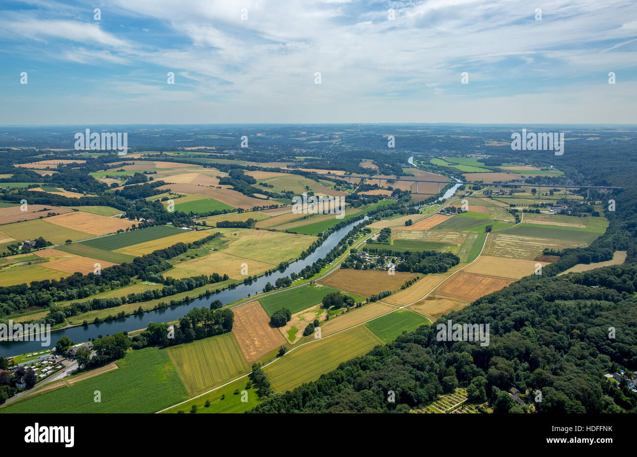 Fotografia aerea, valle della Ruhr, distretto della Ruhr, pianure alluvionali della Ruhr, Mülheim an der Ruhr, distretto della Ruhr, Renania settentrionale-Vestfalia Foto Stock