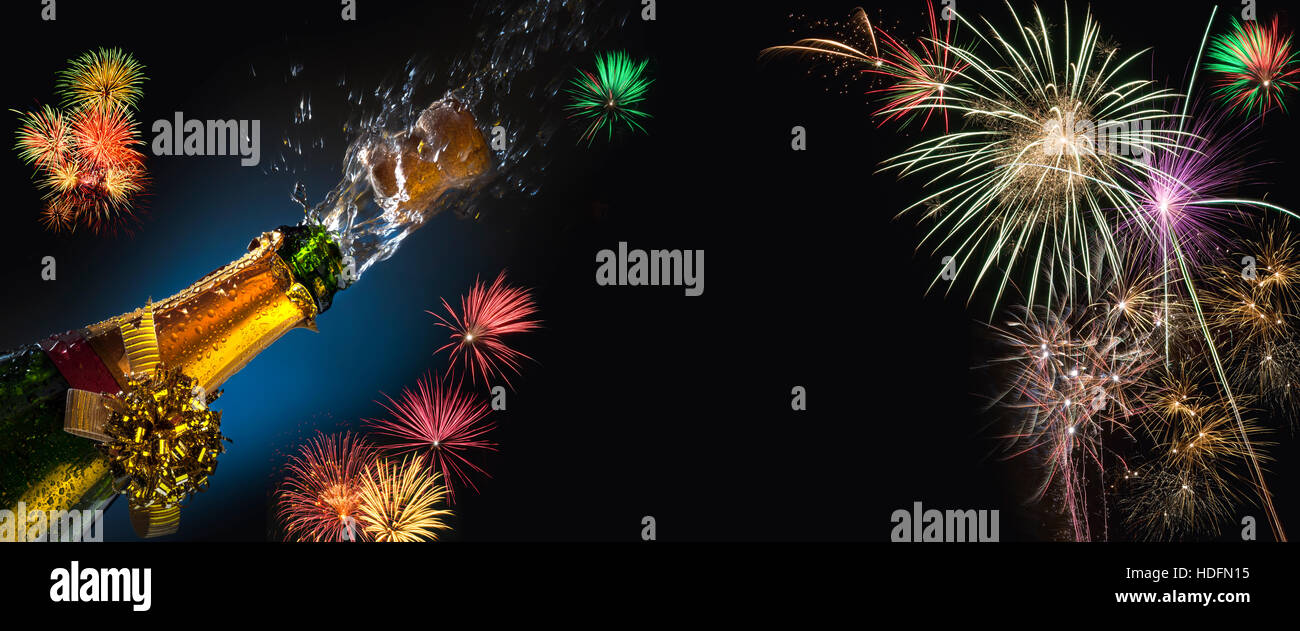 Celebrazione - tempo di festa. Celebrare la grande vita eventi con fizz e fuochi d'artificio. Foto Stock