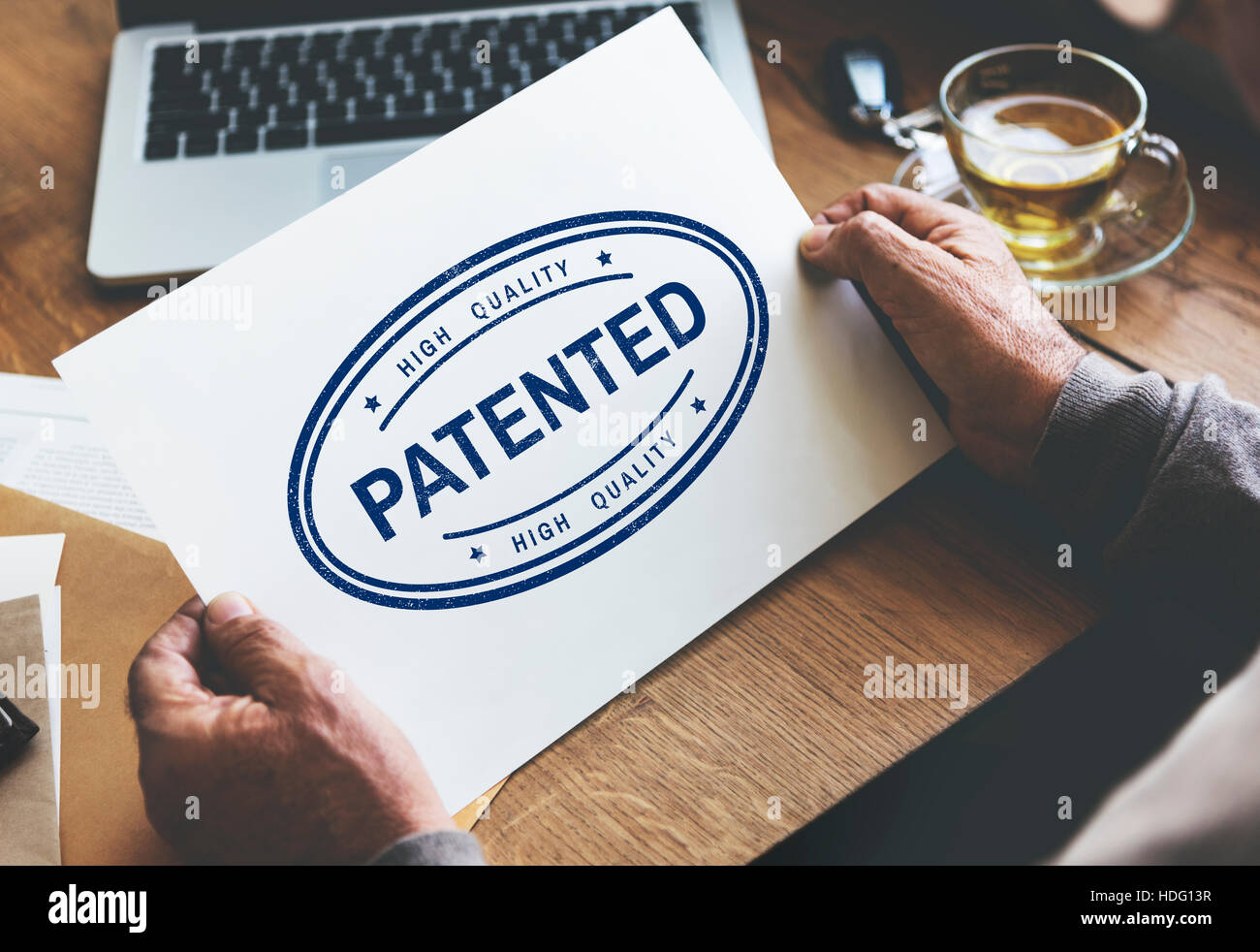 La tecnologia brevettata Brand Identity licenza prodotto Concetto di Copyright Foto Stock