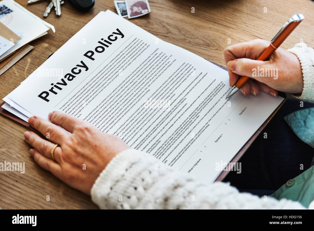 Politica sulla Privacy Service Documents Termini di utilizzare Concept Foto Stock