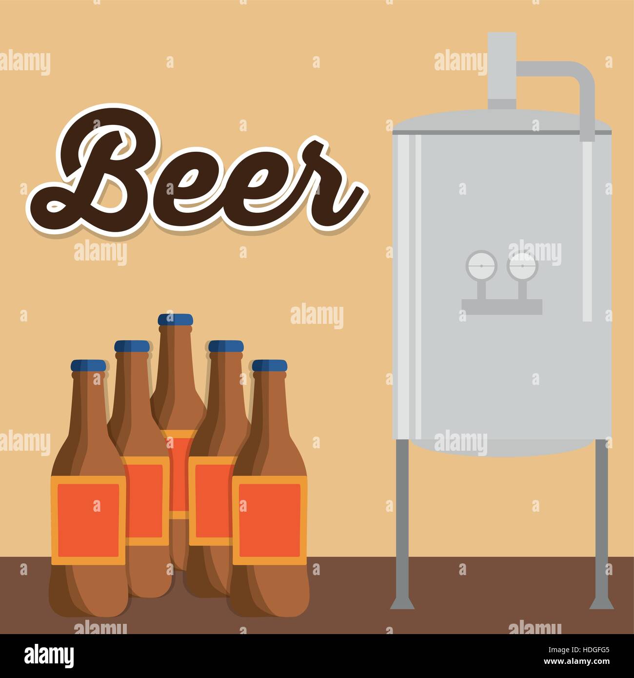 La fabbrica di birra di bottiglie di birra poster produzione illustrazione vettoriale EPS 10 Illustrazione Vettoriale