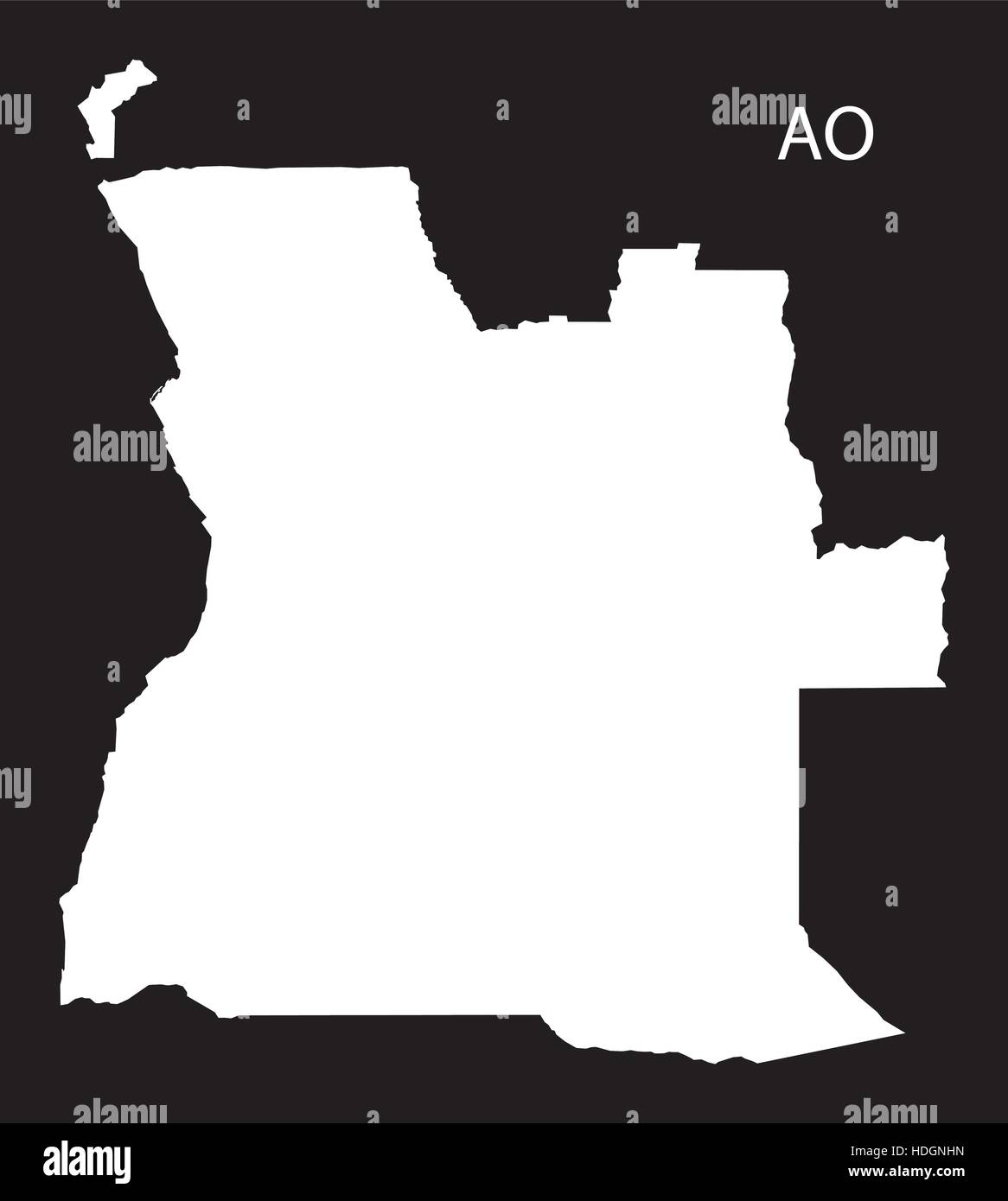 Mappa di Angola in bianco e nero illustrazione Illustrazione Vettoriale