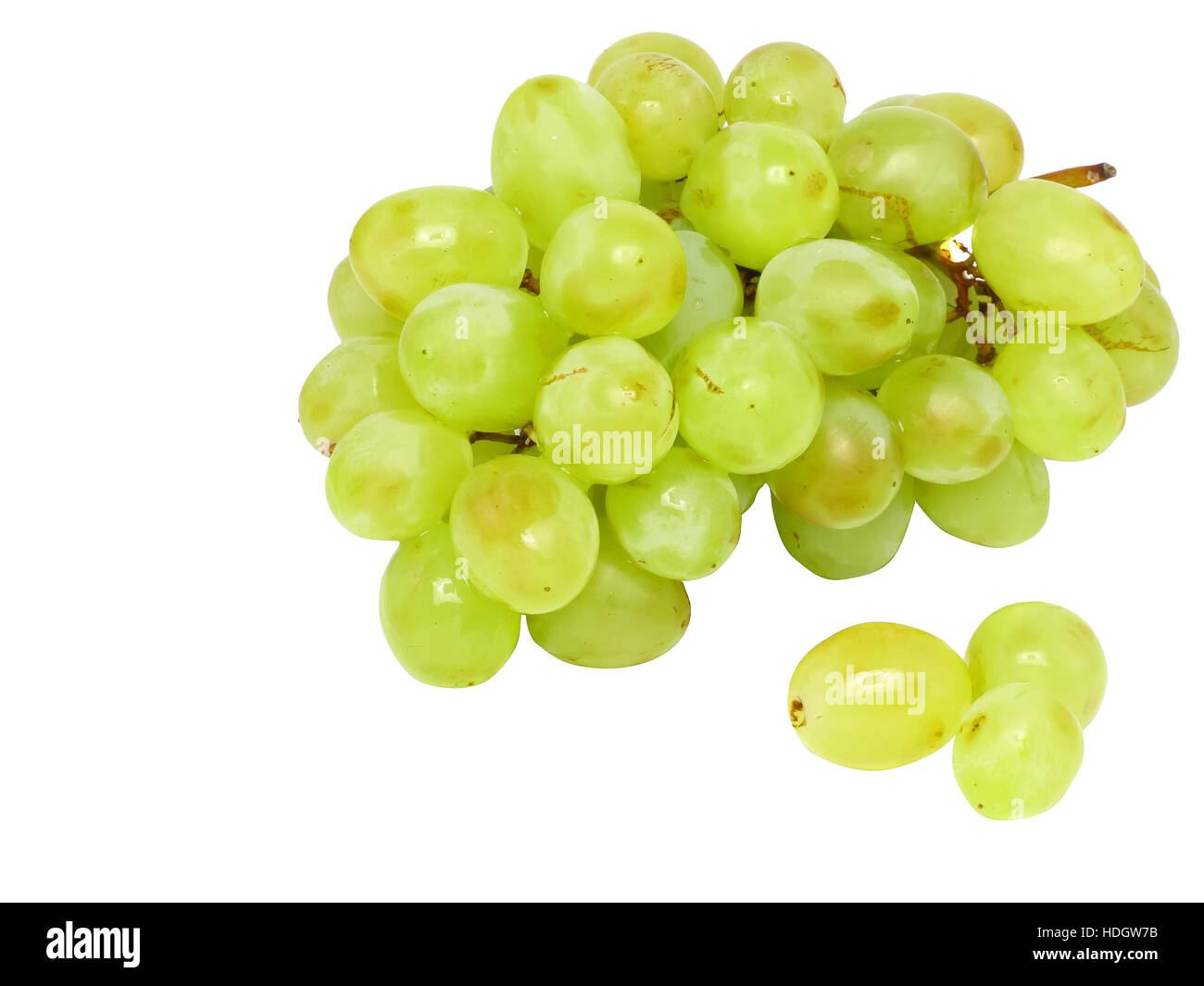 Ramo di uva verde . Isolato su bianco Foto Stock