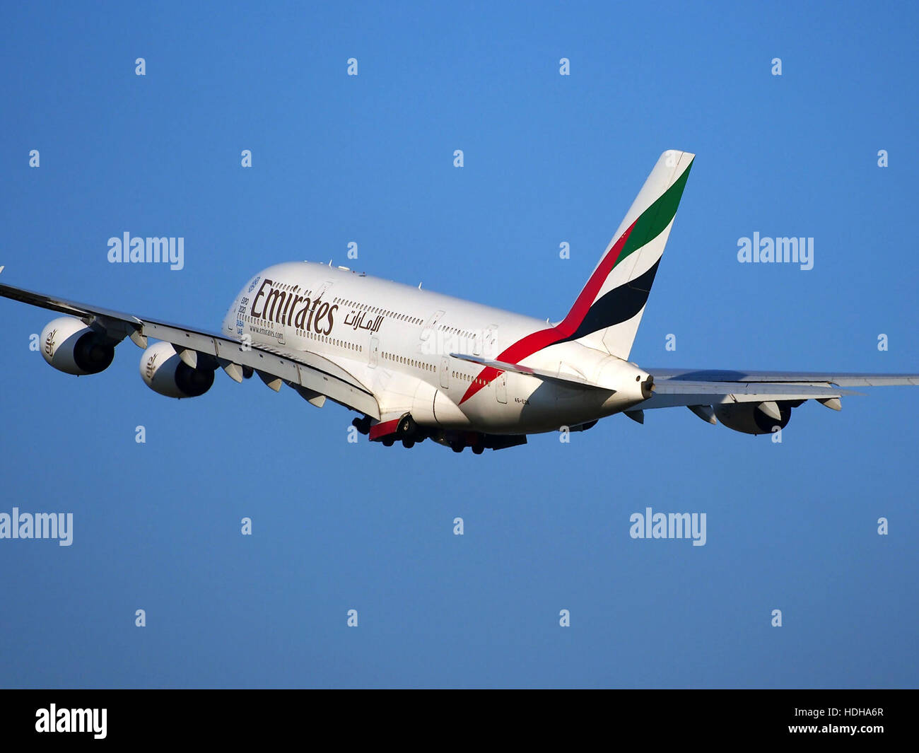A6-CDPE Emirates Airbus A380-861 - CN 030 decollo da Schiphol pista 36C pic5 Foto Stock