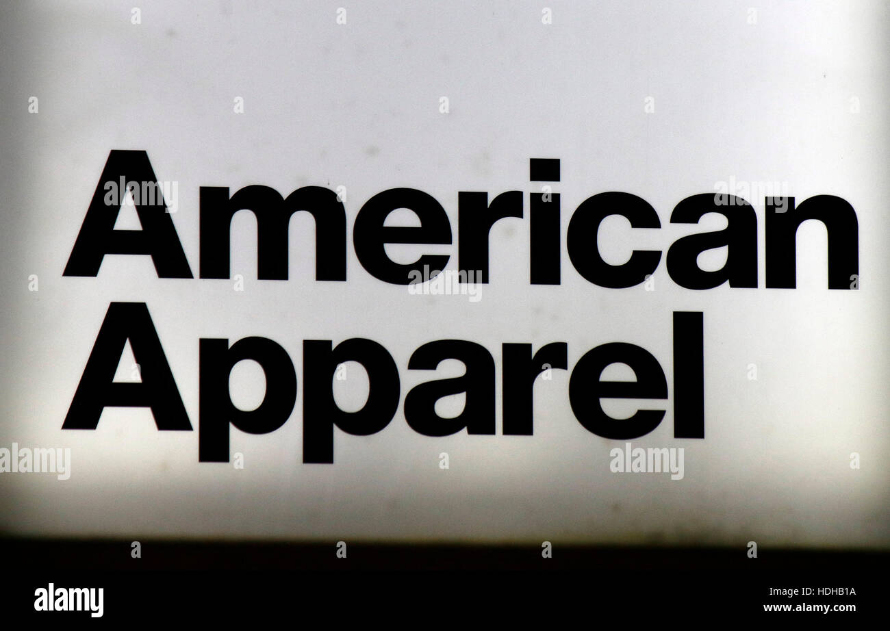Das Logo der Marke 'American Apparel', Berlino. Foto Stock