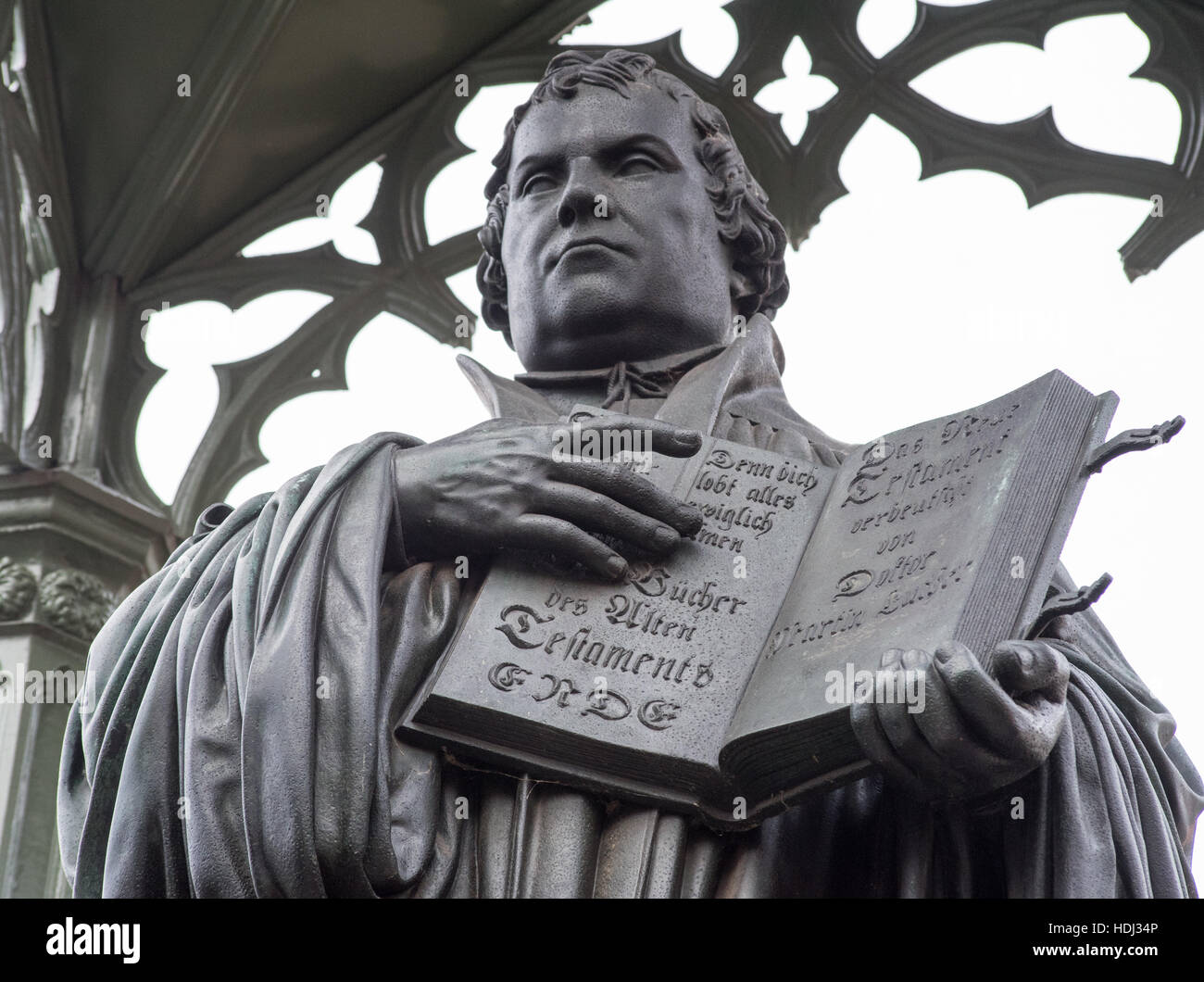 Statua di Martin Lutero a Wittenberg, Germania Foto Stock