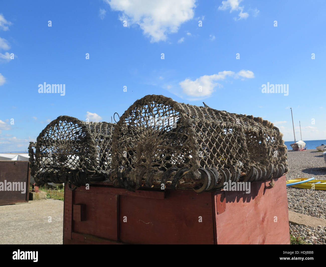 Lobster Pot sulla birra beach, Devon England Regno Unito Foto Stock