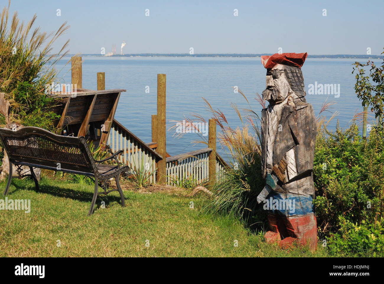 Paesaggio, pirata scultura, Colonial Beach, Virginia, Stati Uniti d'America, Fiume Potomac Foto Stock