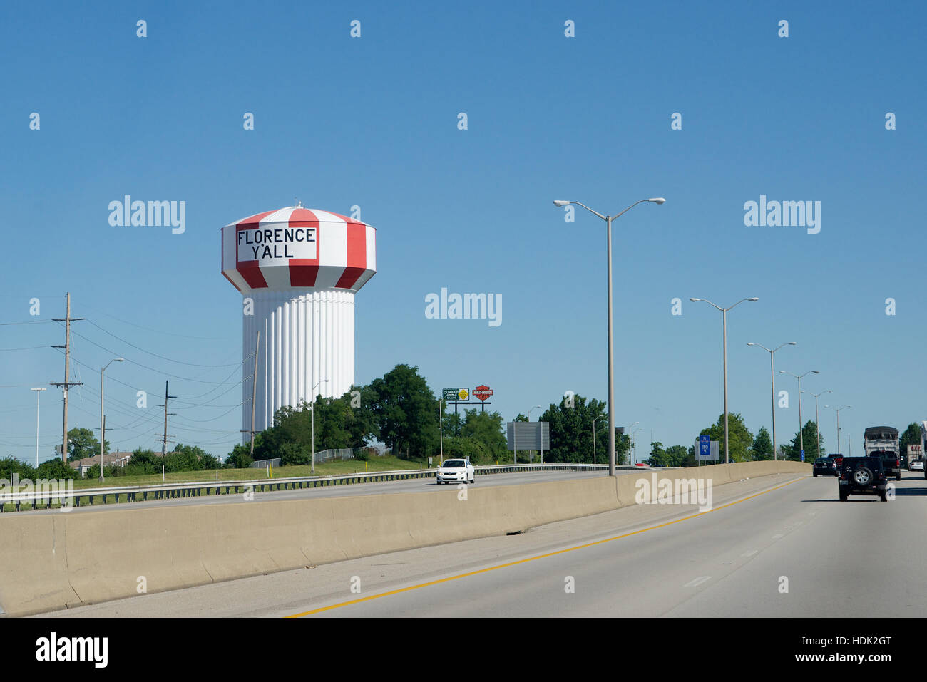 Il Firenze Y'tutti i Water Tower visto dalla Interstate 75, Firenze, contea di Boone, Kentucky, Stati Uniti d'America. Foto Stock