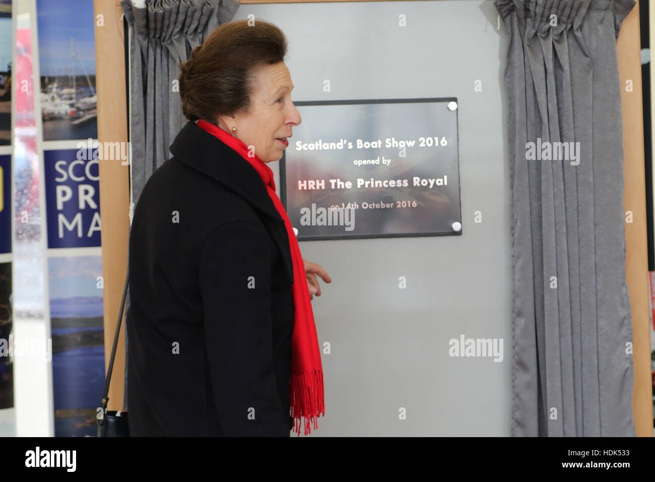 Sua Altezza Reale la Principessa Anna apre il trentesimo anniversario della Scozia Boat Show qui a Kip Inverkip Marina che nel frattempo è diventata la più grande brokerage show NEL REGNO UNITO CON: HRH Principessa Anne dove: Inverkip, Regno Unito quando: 14 Ott 2016 Foto Stock