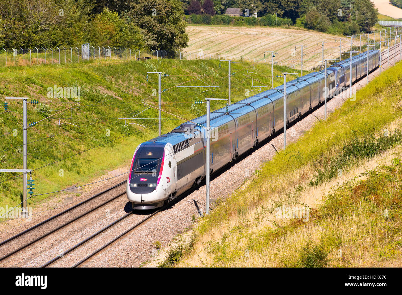 TGV Lyria in Borgogna. Alta velocità Treno dalla Francia verso la Svizzera Foto Stock