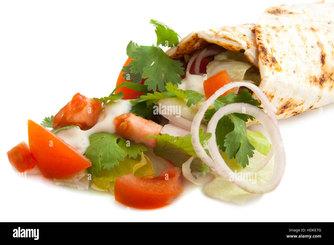 Turkish Pizza con verdure e salsa di aglio Foto Stock