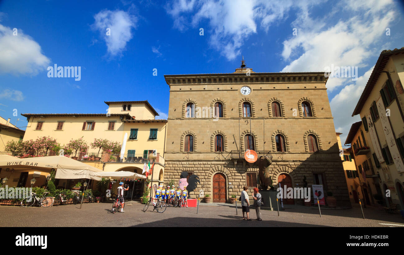 Greve in Chianti municipio della città toscana famosa per il vino, olio e la produzione di alimenti Foto Stock