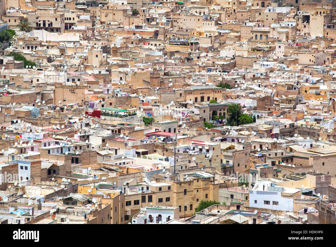 Tetti di Fez, una vista della città imperiale dal di sopra. Il Marocco. Foto Stock